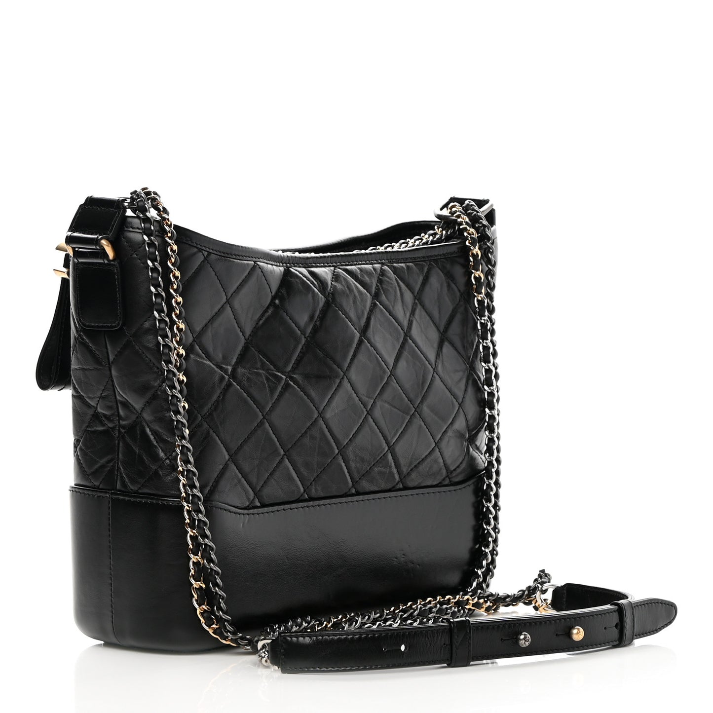 Aged Calfskin Quilted Medium Gabrielle Hobo Black