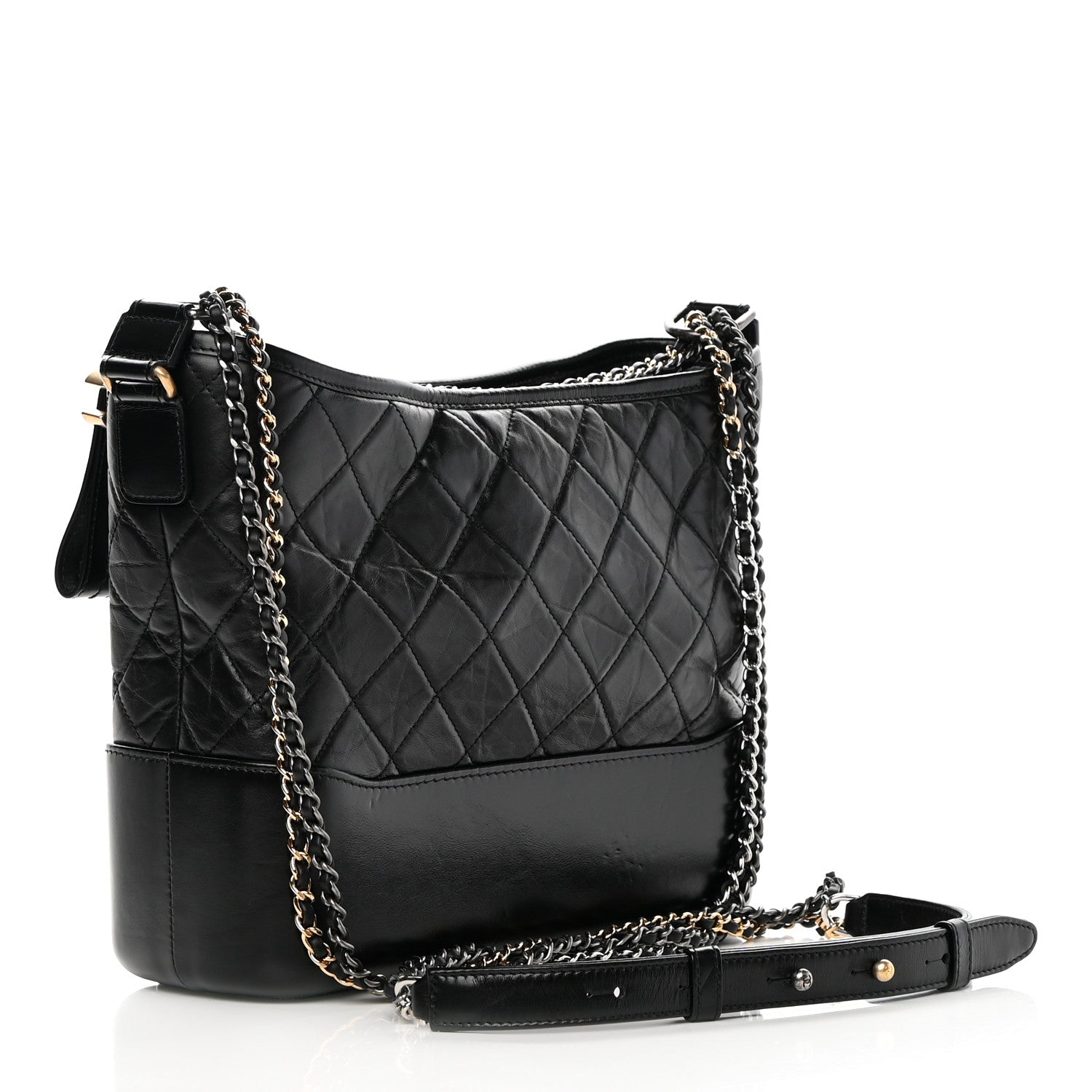 Chanel Aged Calfskin Quilted Medium Gabrielle Hobo Black 3 of 16