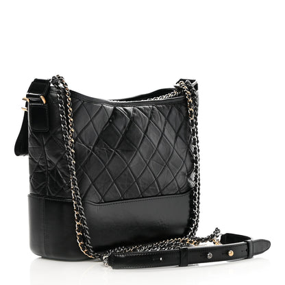 Chanel Aged Calfskin Quilted Medium Gabrielle Hobo Black 3 of 16