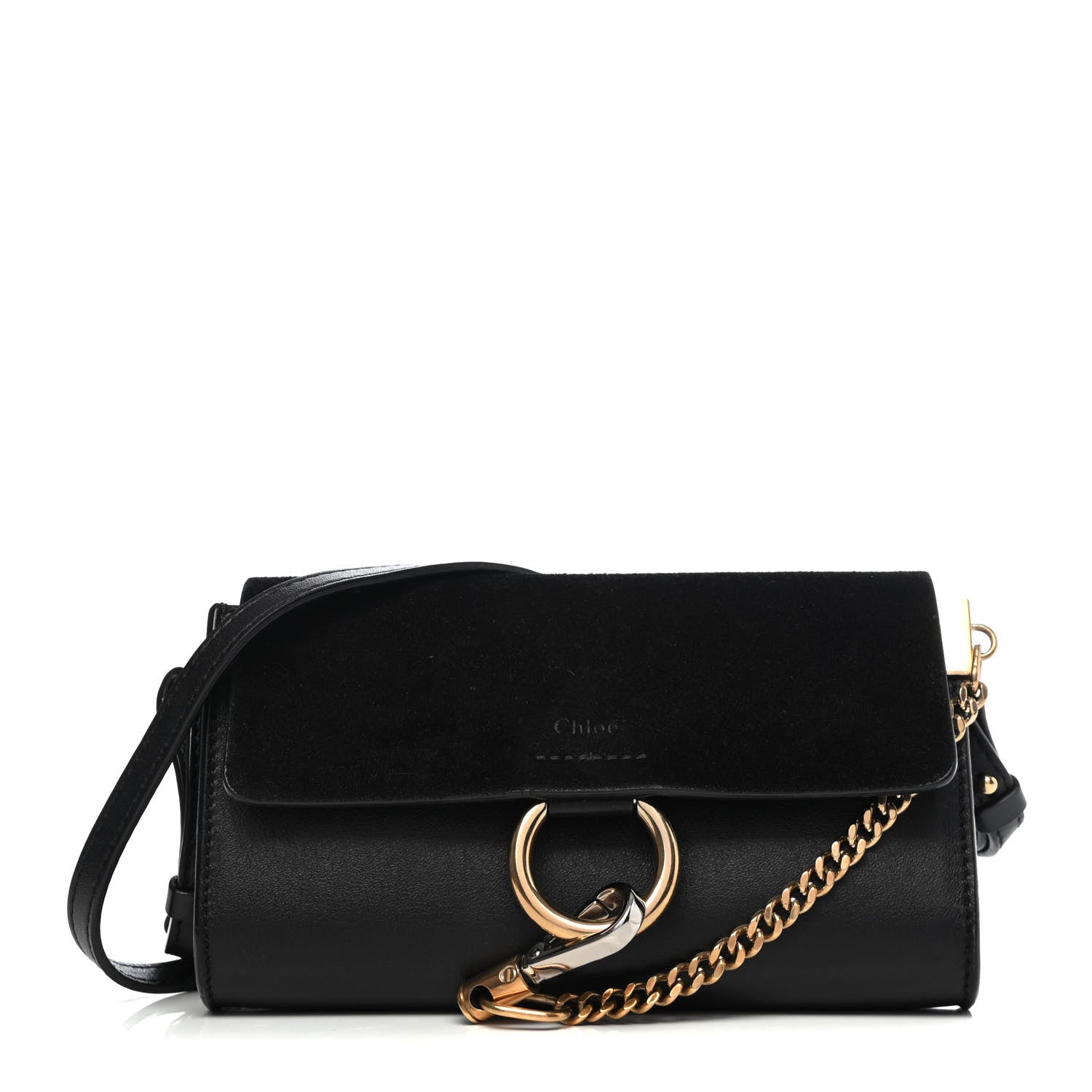 Chloe Suede Calfskin Mini Faye Shoulder Bag Black 1 of 4