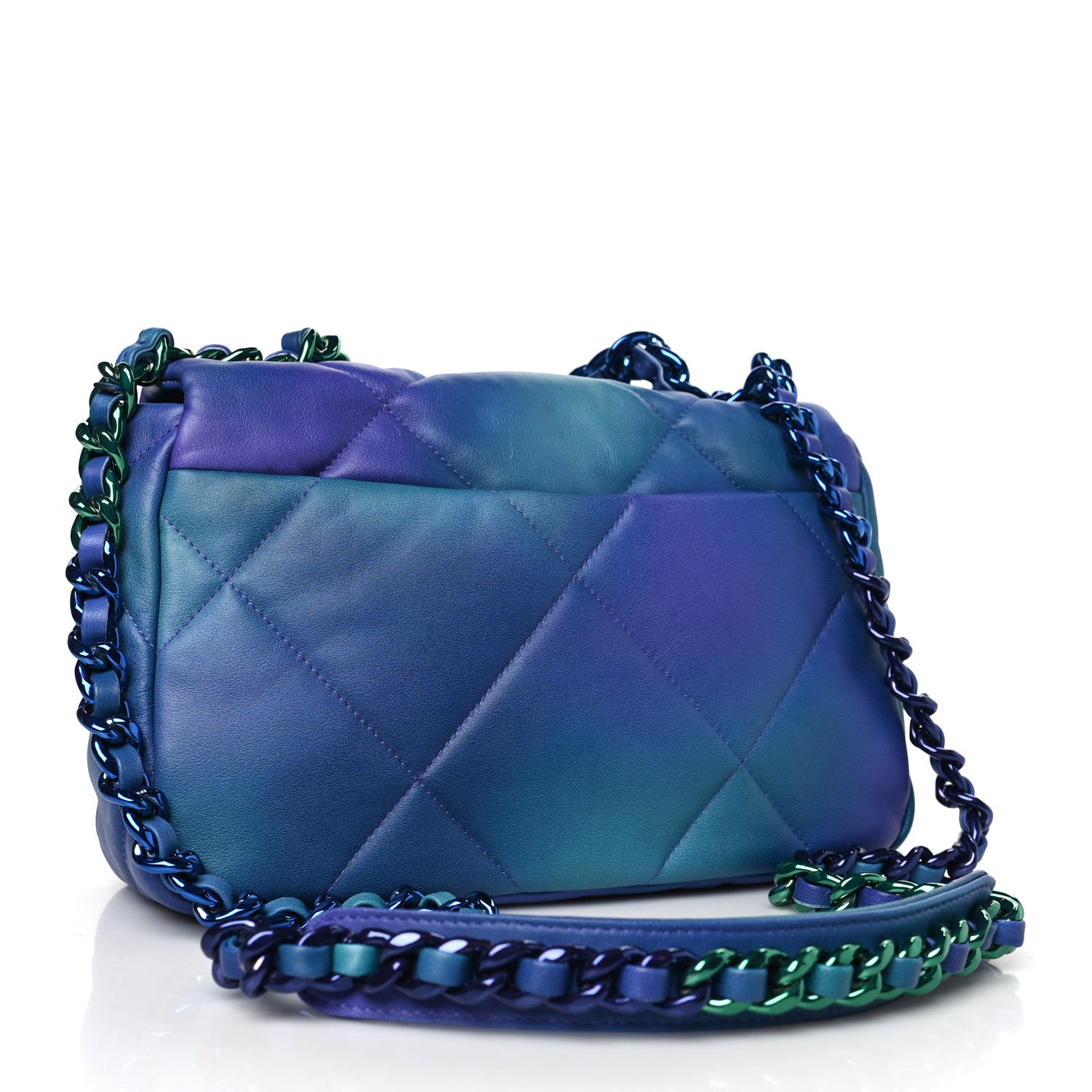 Chanel Tie Dye Calfskin Quilted Medium Chanel 19 Flap Blue Purple 3 of 10