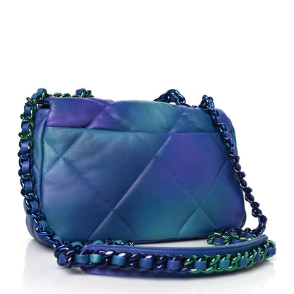 Chanel Tie Dye Calfskin Quilted Medium Chanel 19 Flap Blue Purple 3 of 10