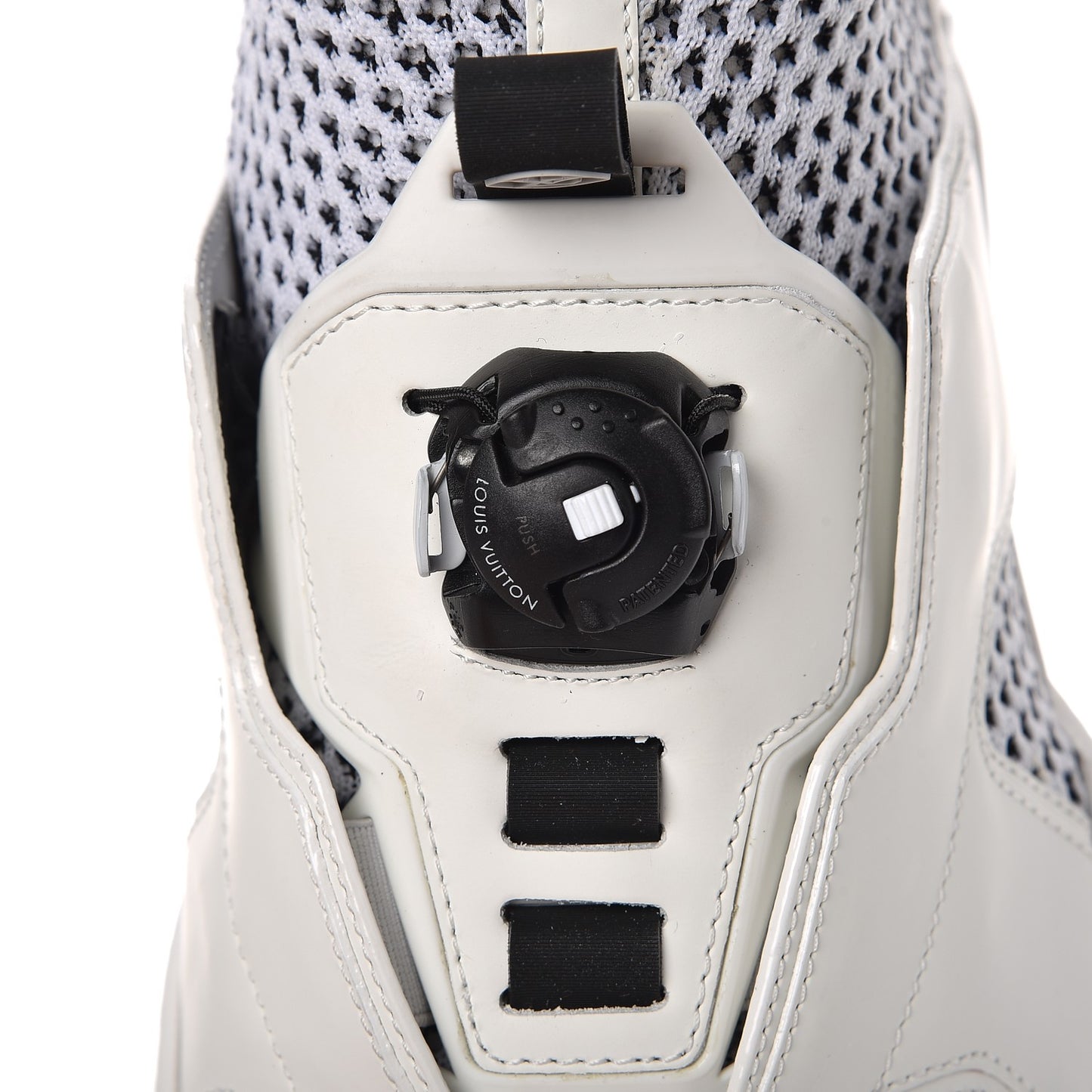 Mesh Calfskin Damier Embossed Fuel Power Sneakers 6 White