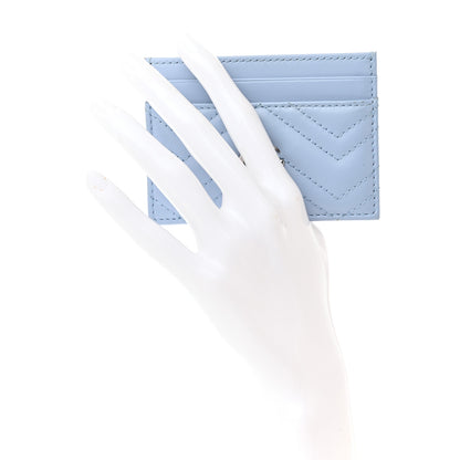 Gucci Calfskin Matelasse GG Marmont Card Holder Porcelain Light Blue 2 of 7