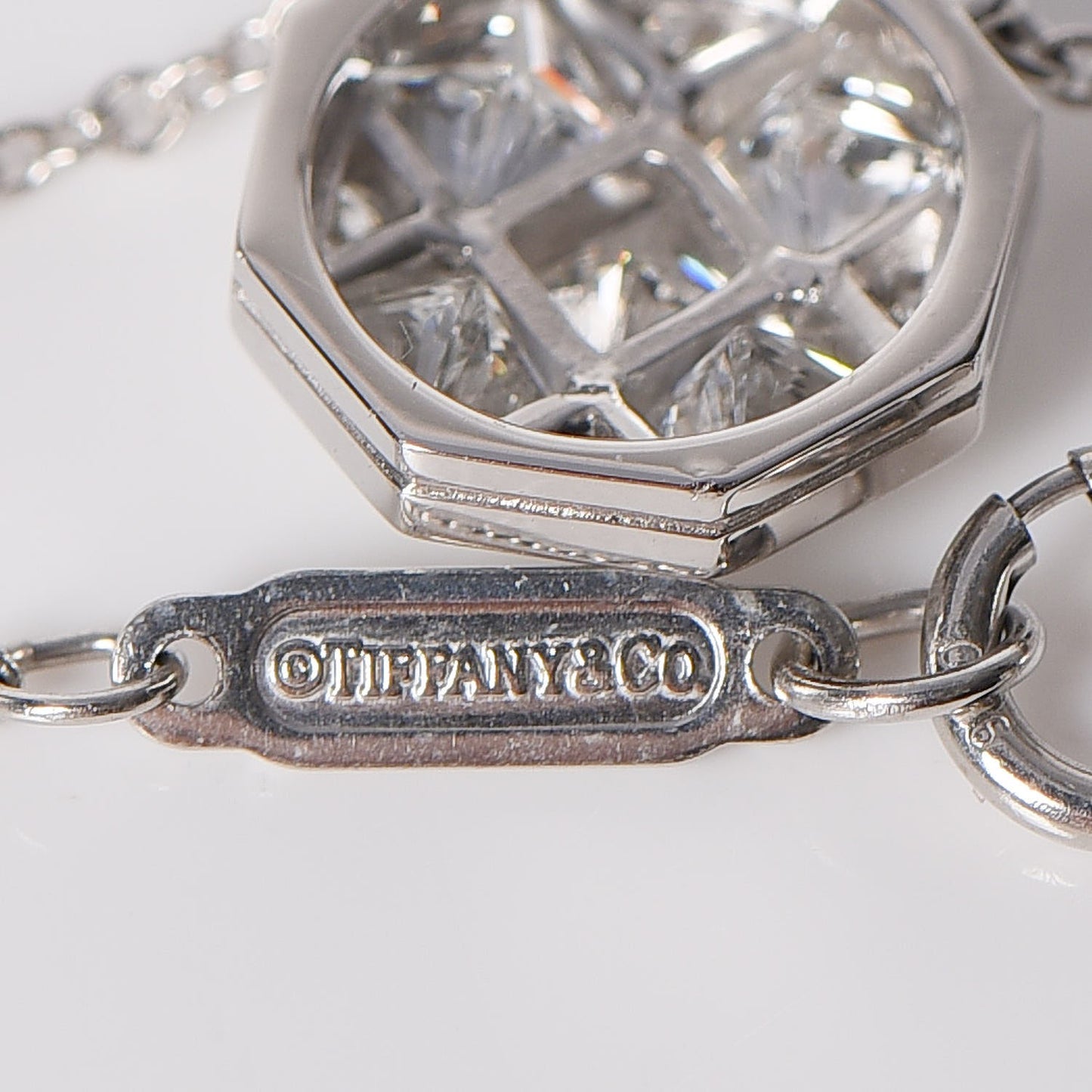 Platinum Diamond Mosaic Pendant Necklace