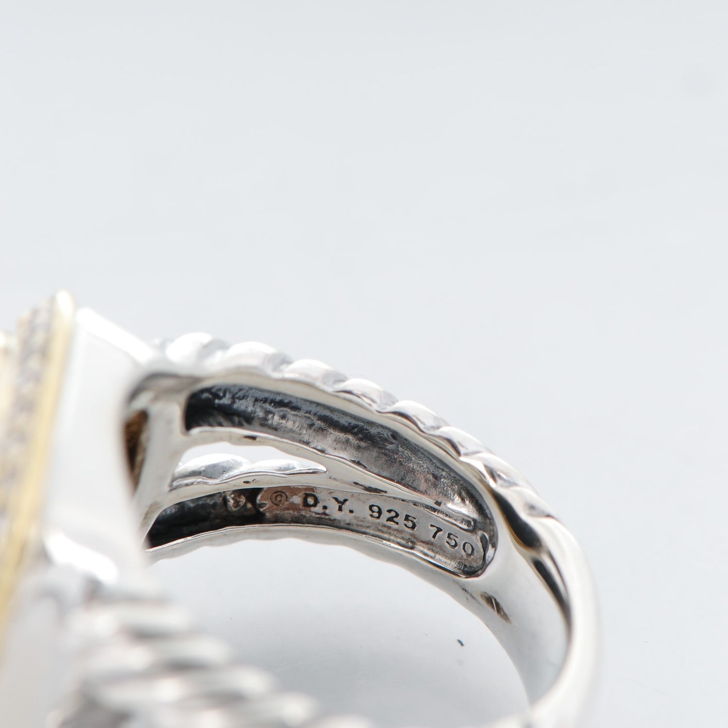 Sterling Silver 18K Yellow Gold Diamond Black Onyx 11mm Albion Ring 51 5.75