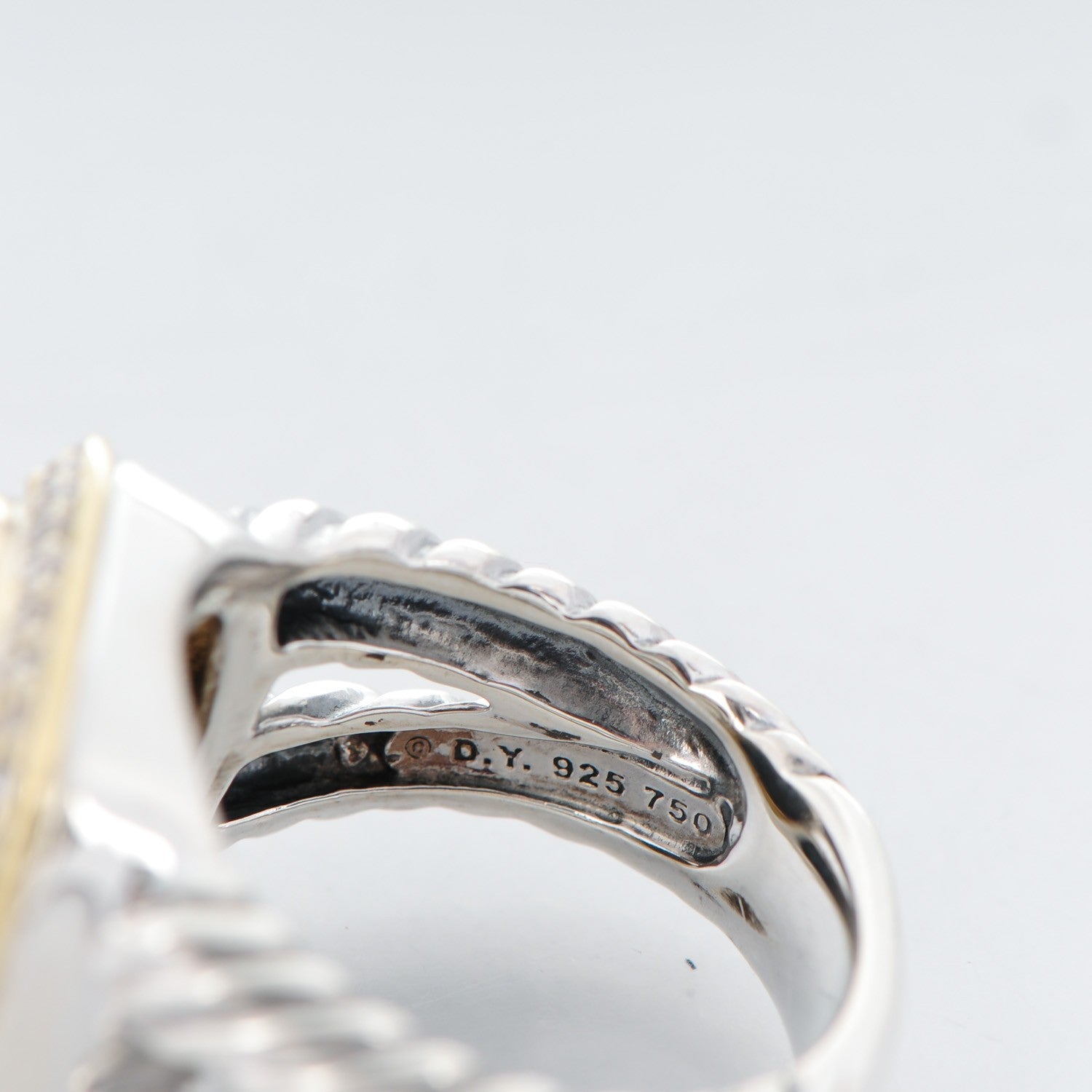 David Yurman Sterling Silver 18K Yellow Gold Diamond Black Onyx 11mm Albion Ring 51 5.75 4 of 4