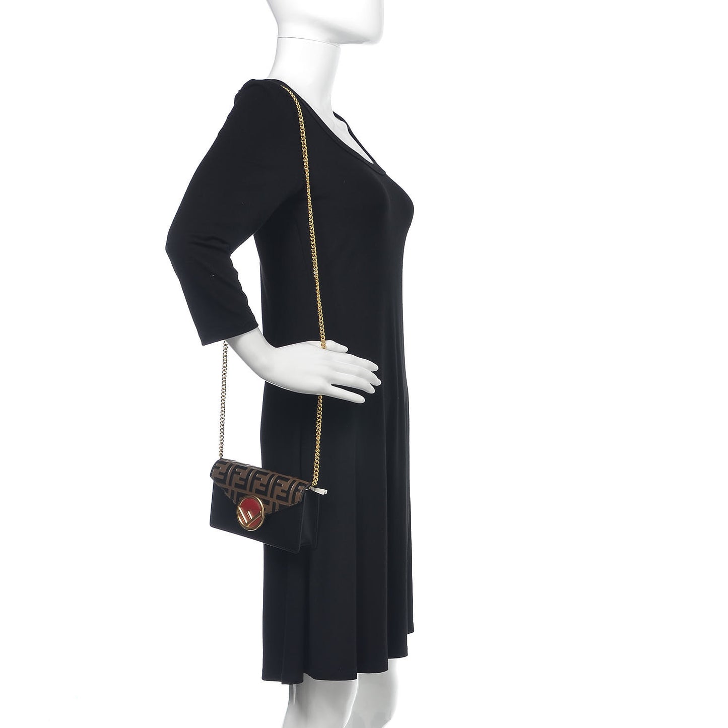 Vitello Liberty F is Fendi Bi-Color FF 1974 Embossed Envelope Belt Bag Maya Black