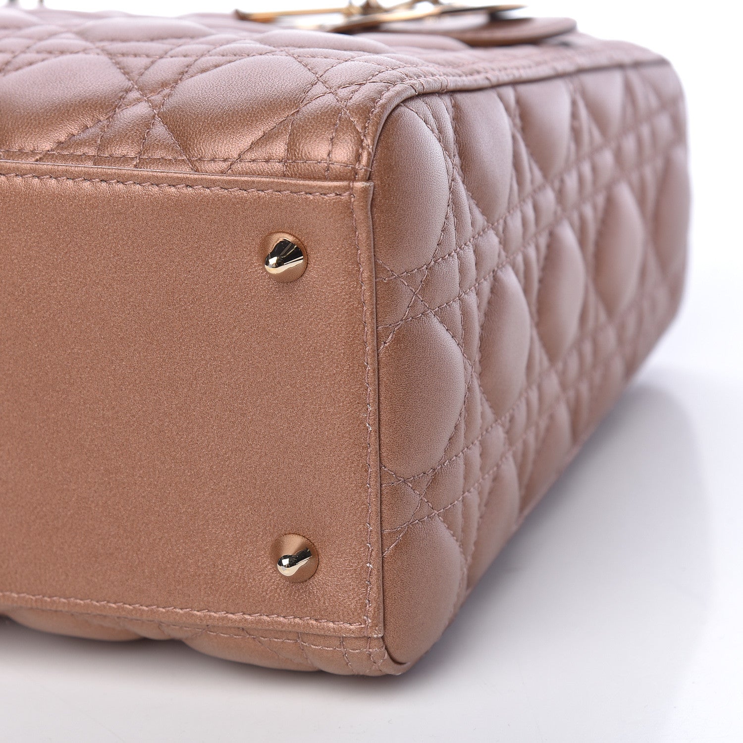Christian Dior Metallic Lambskin Cannage Medium Lady Dior Bronze 10 of 11