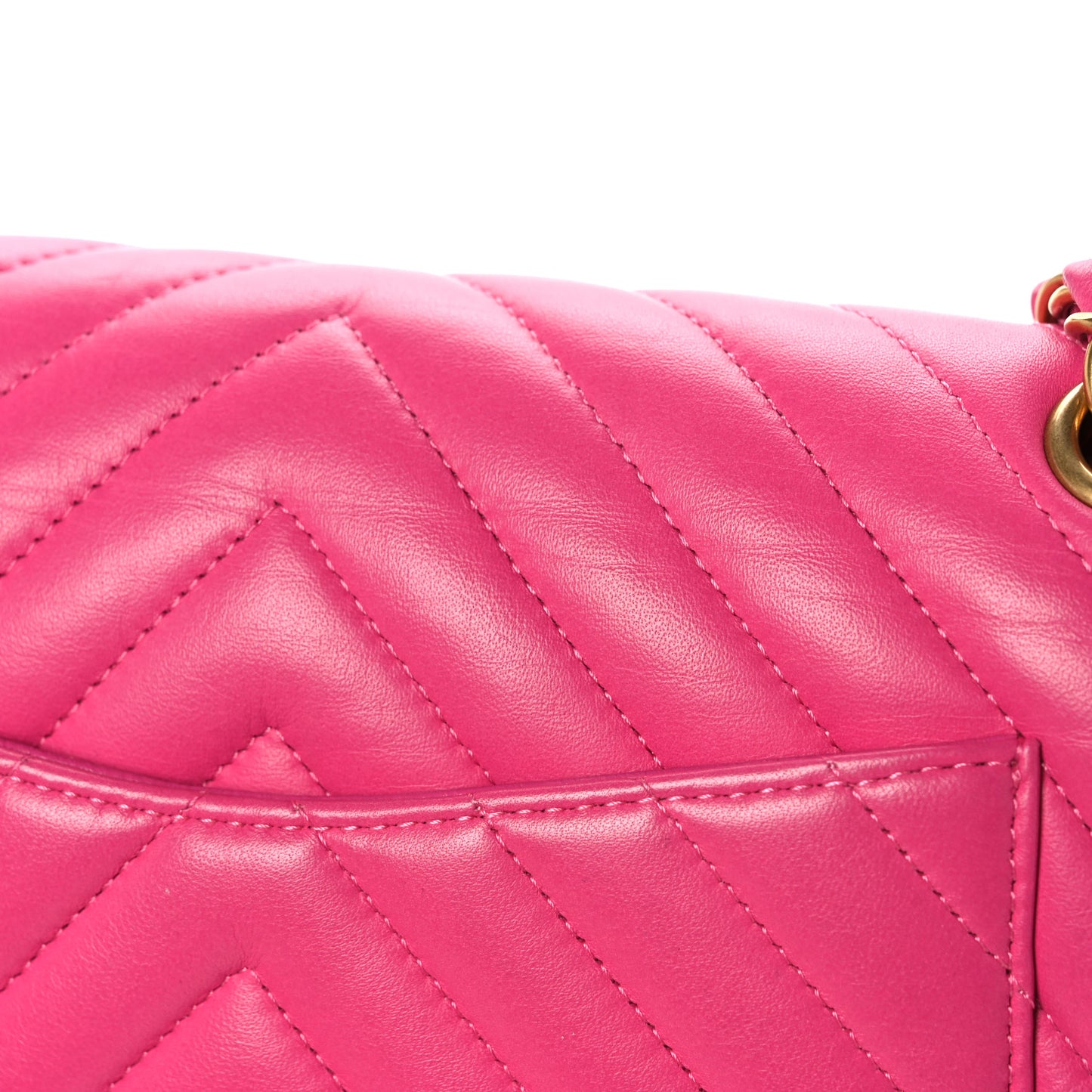 Lambskin Chevron Quilted Medium Double Flap Pink