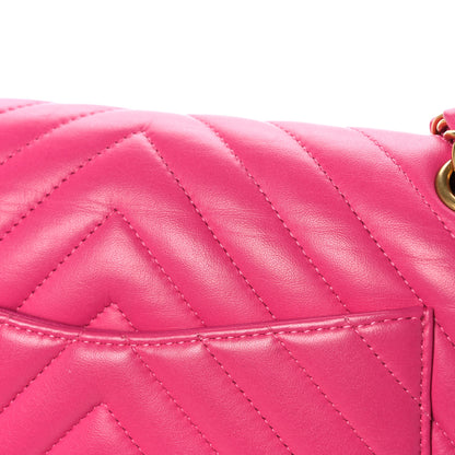 Chanel Lambskin Chevron Quilted Medium Double Flap Pink 12 of 18