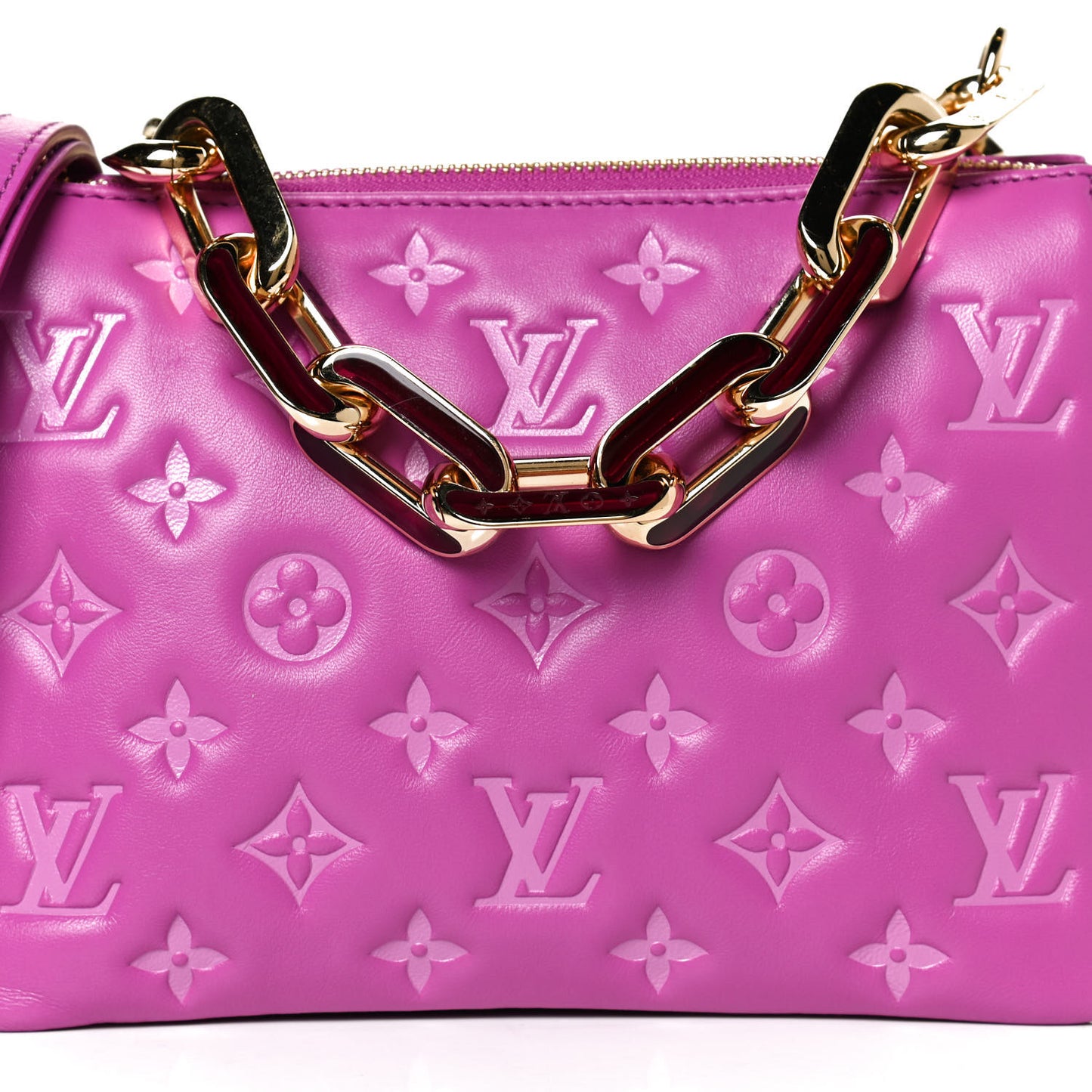 Lambskin Embossed Monogram Coussin BB Orchid