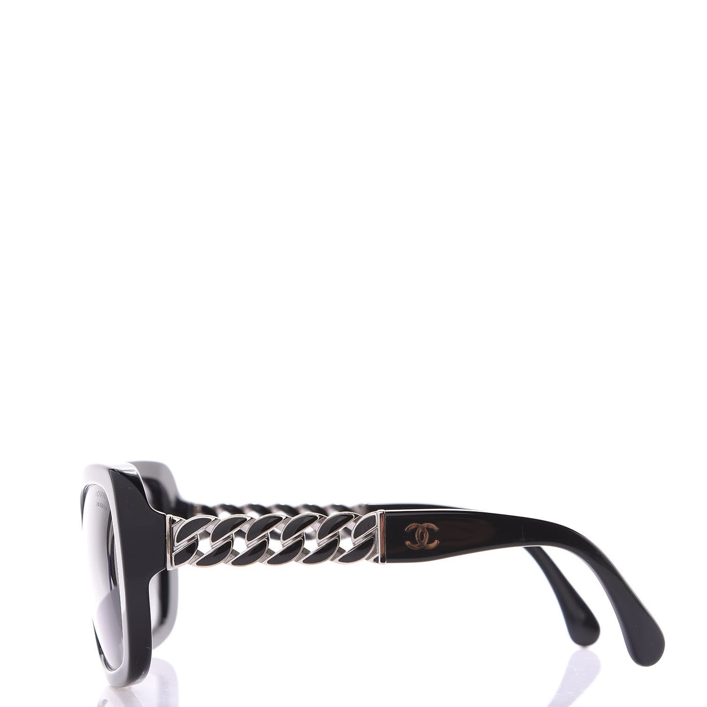 Acetate Metal Polarized Chain Square Sunglasses 5305 Black