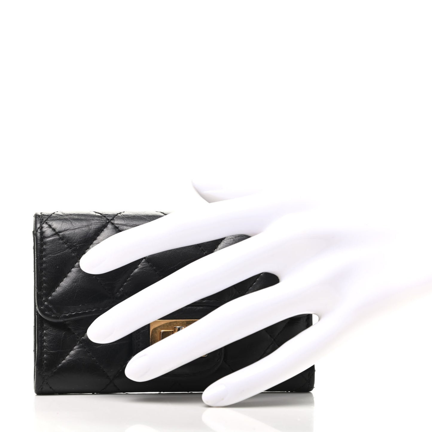 Aged Calfskin Quilted Reissue Flap Card Holder Black