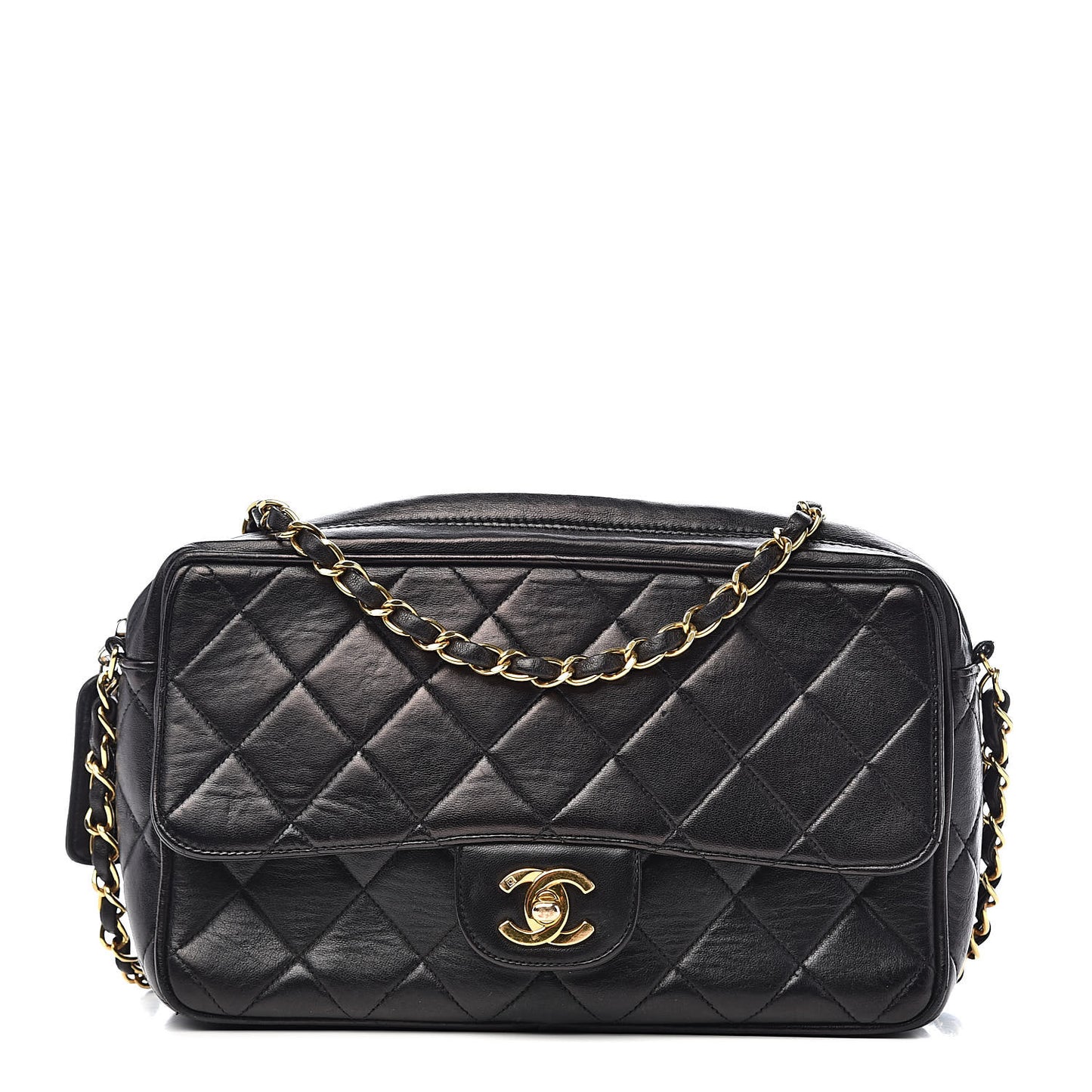 Lambskin Quilted Camera Case Black