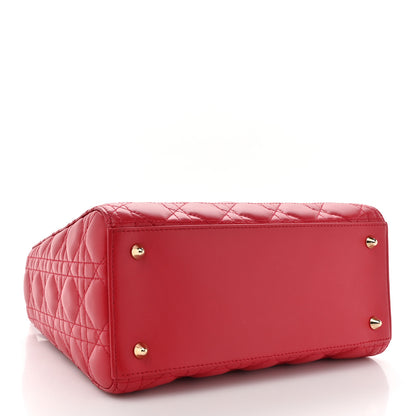 Christian Dior Lambskin Cannage Medium Lady Dior Red 4 of 12