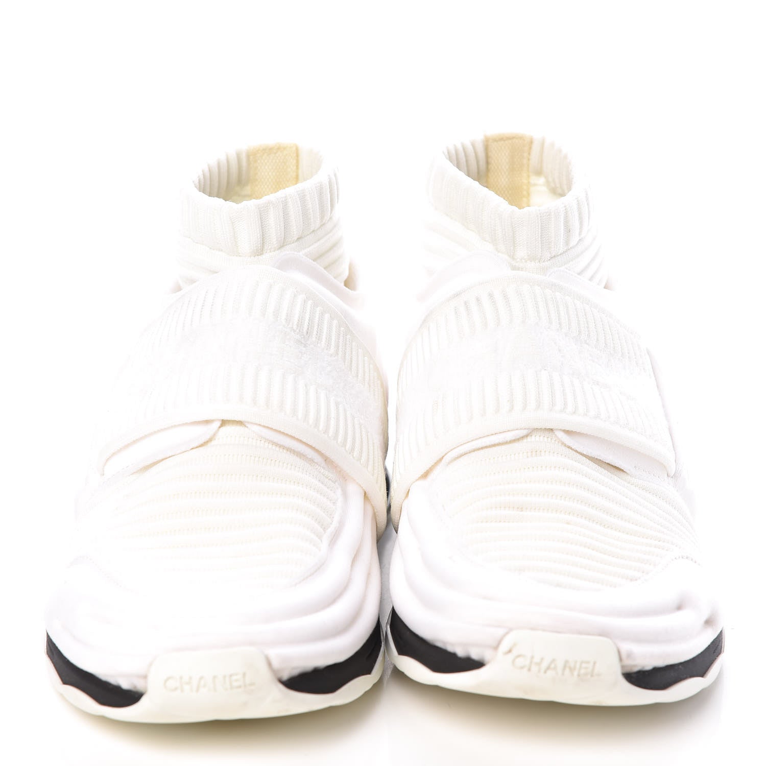 Chanel Stretch Fabric CC Sneakers 37.5 White 2 of 10