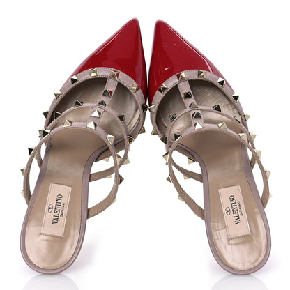 Valentino Garavani Patent Rockstud 90mm Cage Mules 39.5 Rosso Beige 2 of 14