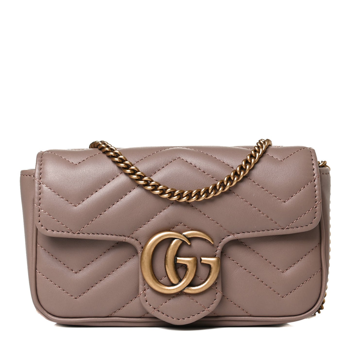 Calfskin Matelasse Super Mini GG Marmont Shoulder Bag Porcelain Rose