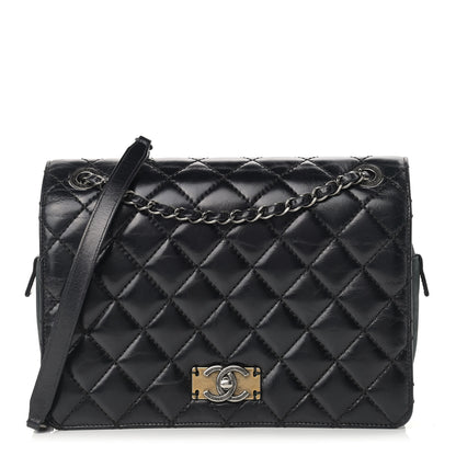 Chanel Glazed Calfskin Quilted Medium Day Trip Flap Black 1 of 14