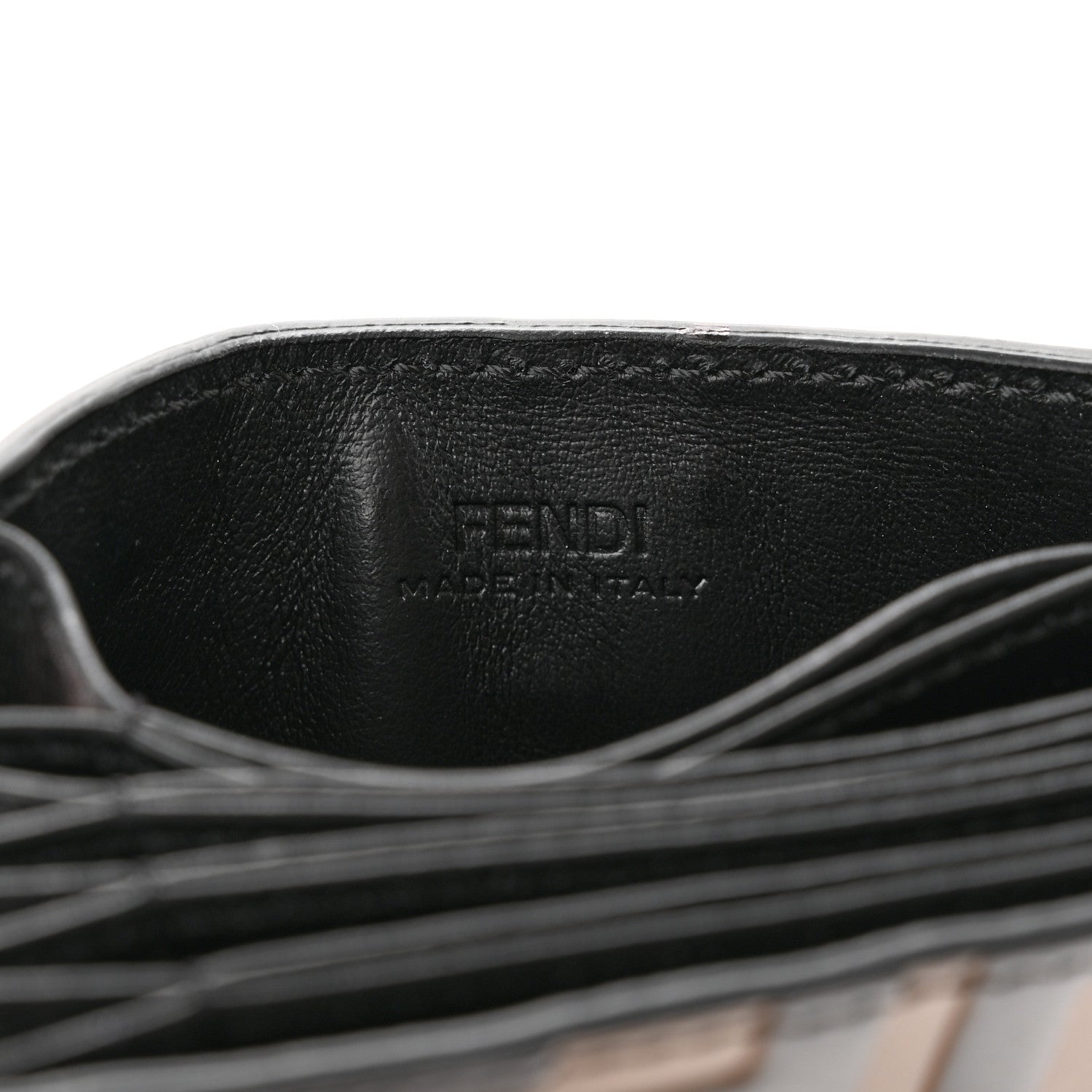 Fendi Vitello Liberty F is Fendi Bi-Color FF 1974 Embossed Gusseted Card Holder Maya Black 6 of 10