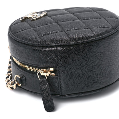 Chanel Caviar Quilted Gripoix CC Round Clutch With Chain Black 9 of 10