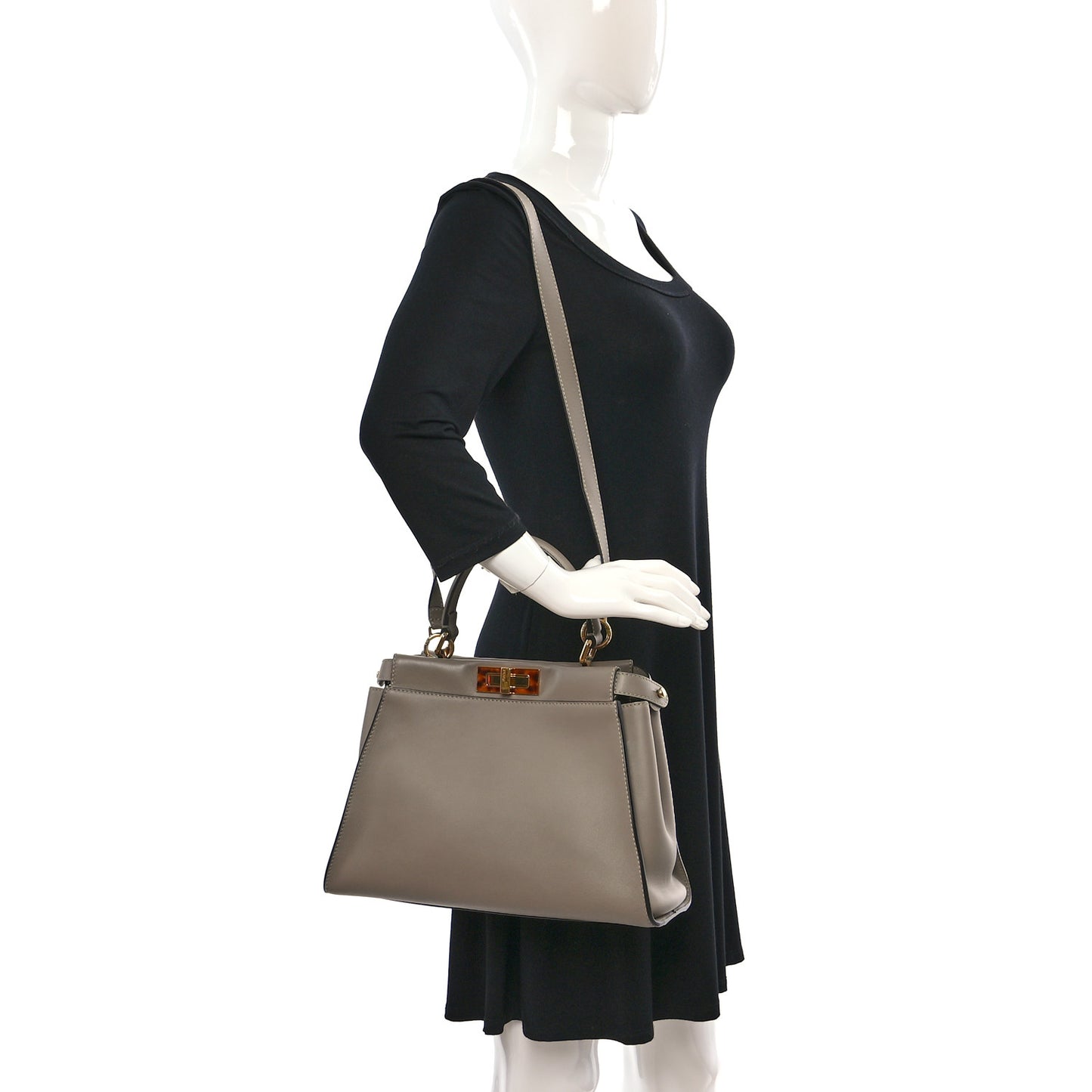 Vitello Seta Plexiglass Tortoise Medium Peekaboo Iconic Satchel Tortora