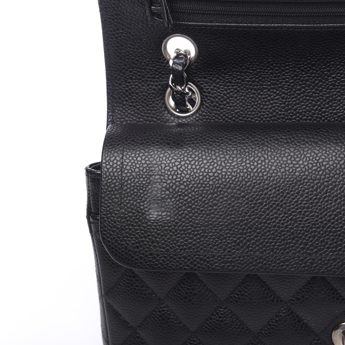 Caviar Quilted Medium Double Flap Black
