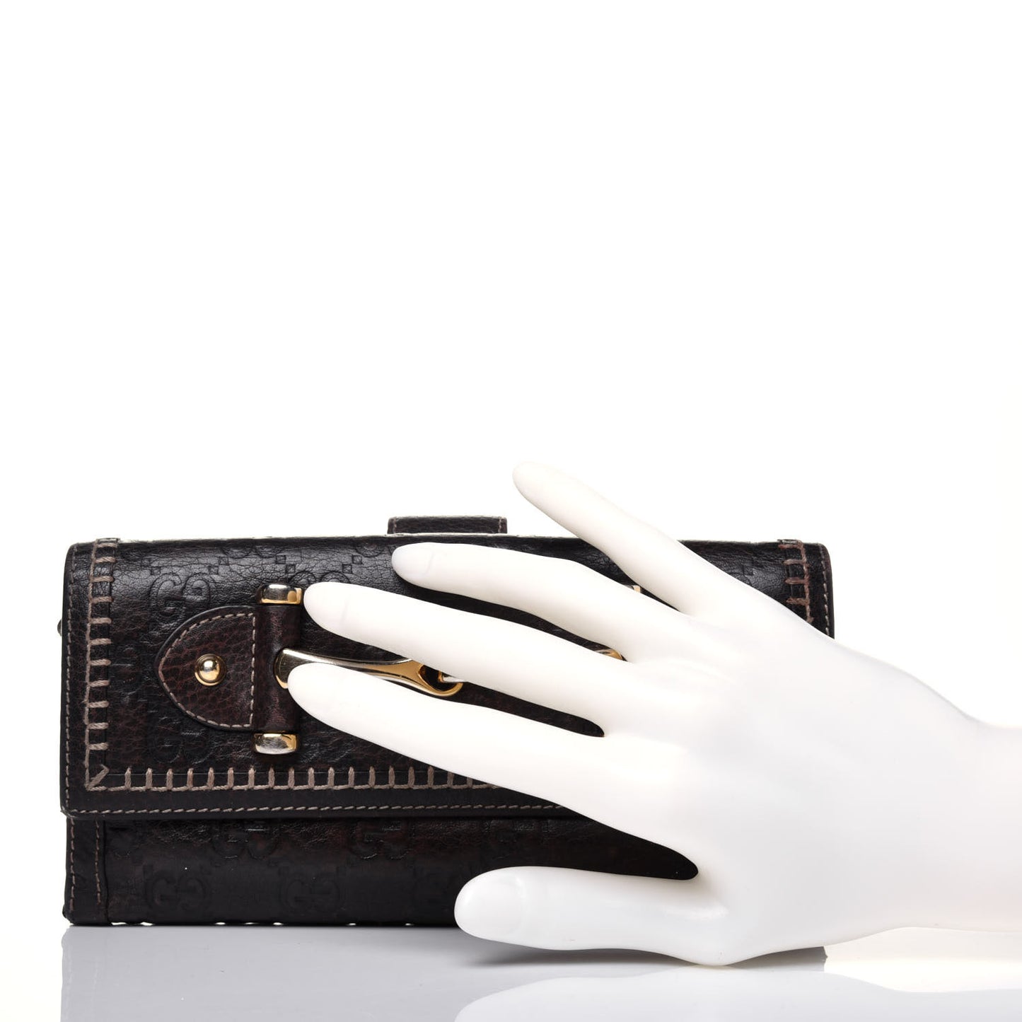 Guccissima Horsebit Continental Wallet Dark Brown