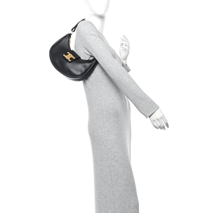 Celine Smooth Calfskin Medium Strap Ava Triomphe Shoulder Bag Black 2 of 9