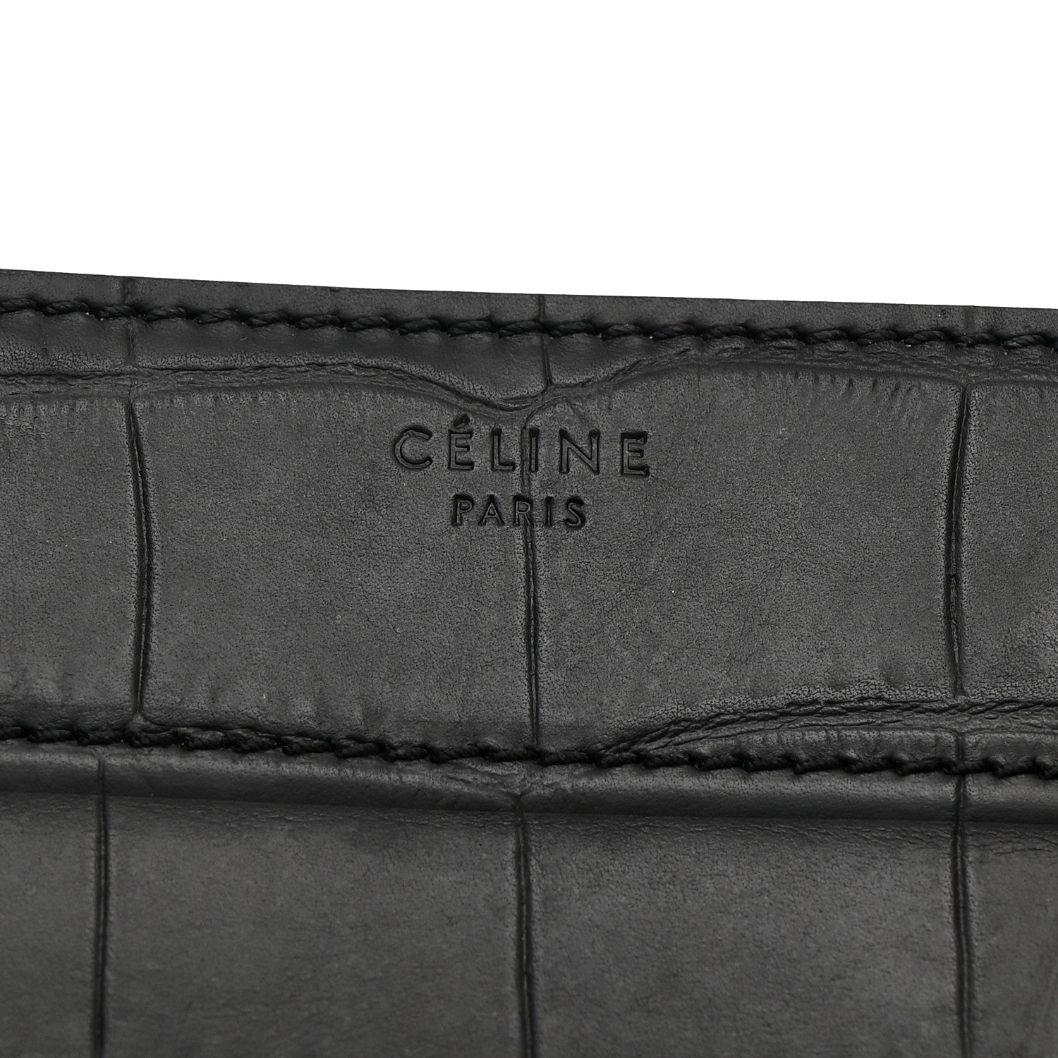 Celine Crocodile Embossed Calfskin Medium Phantom Luggage Black 6 of 13