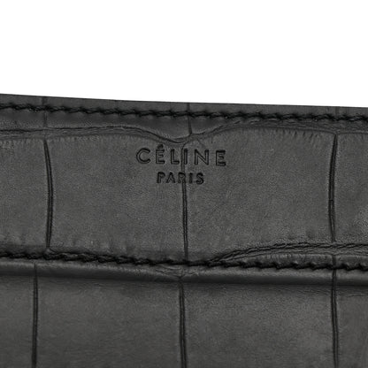 Celine Crocodile Embossed Calfskin Medium Phantom Luggage Black 6 of 13