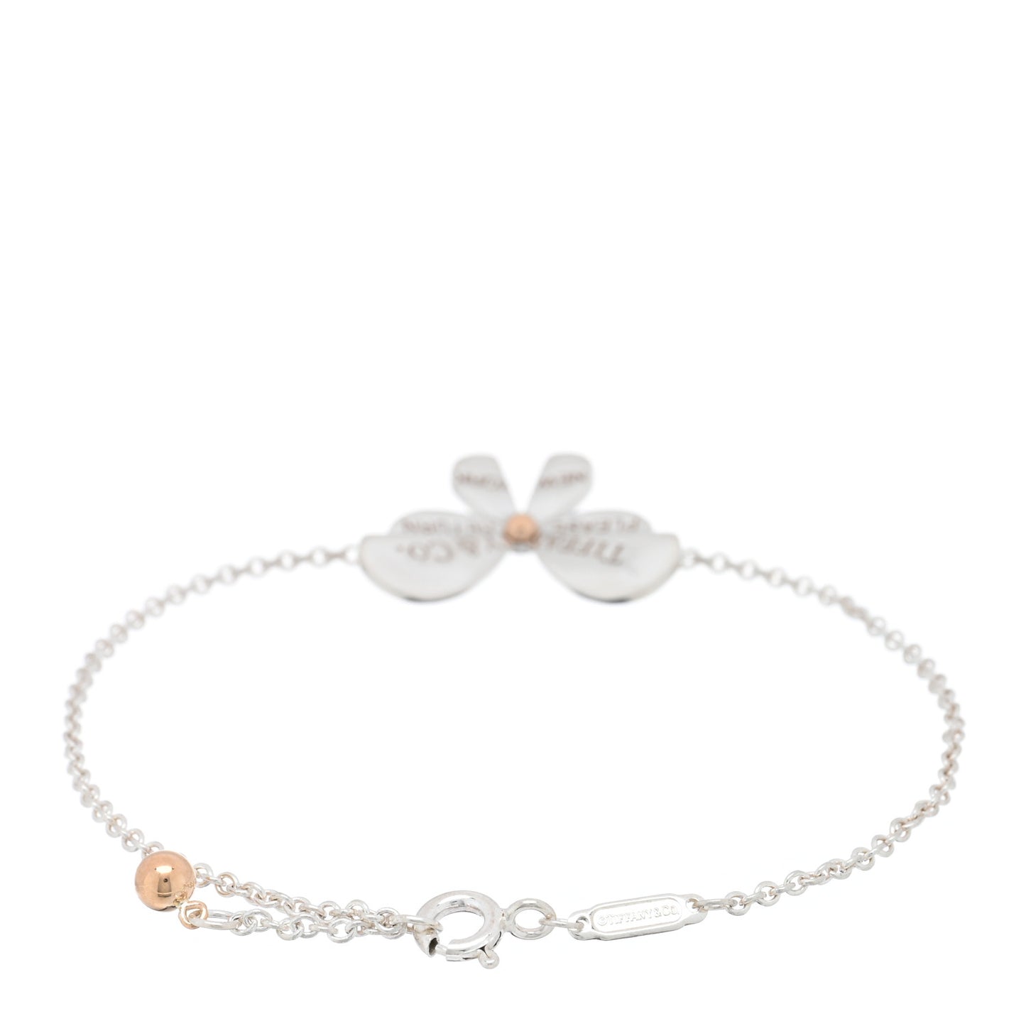 Sterling Silver 18K Rose Gold Return to Tiffany Love Bugs Butterfly Chain Bracelet