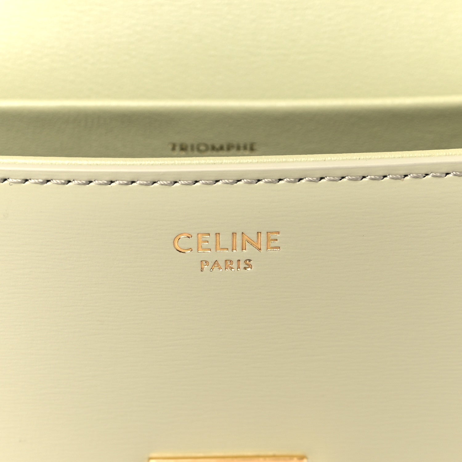 Celine Shiny Calfskin Triomphe Chain Shoulder Bag Almond Green 6 of 8