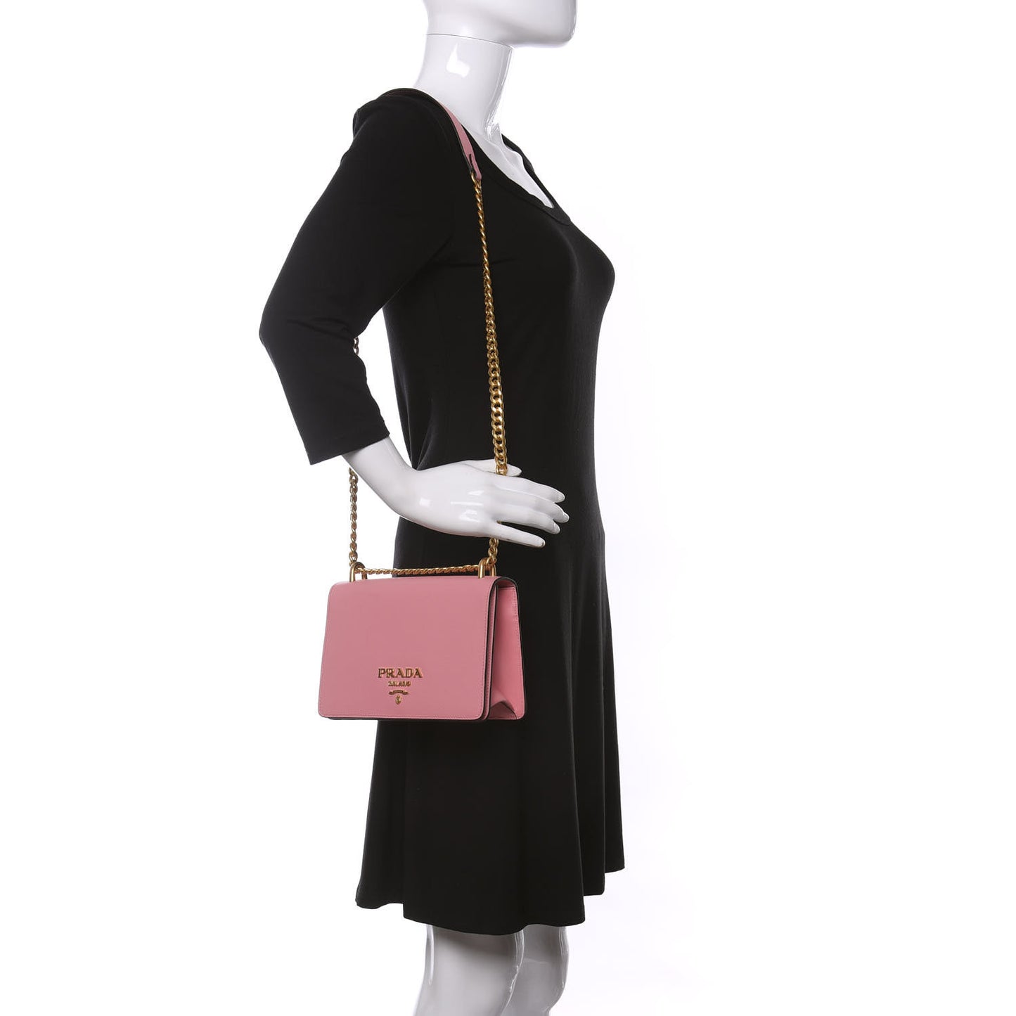 Saffiano Soft Calfskin Chain Crossbody Bag Petalo