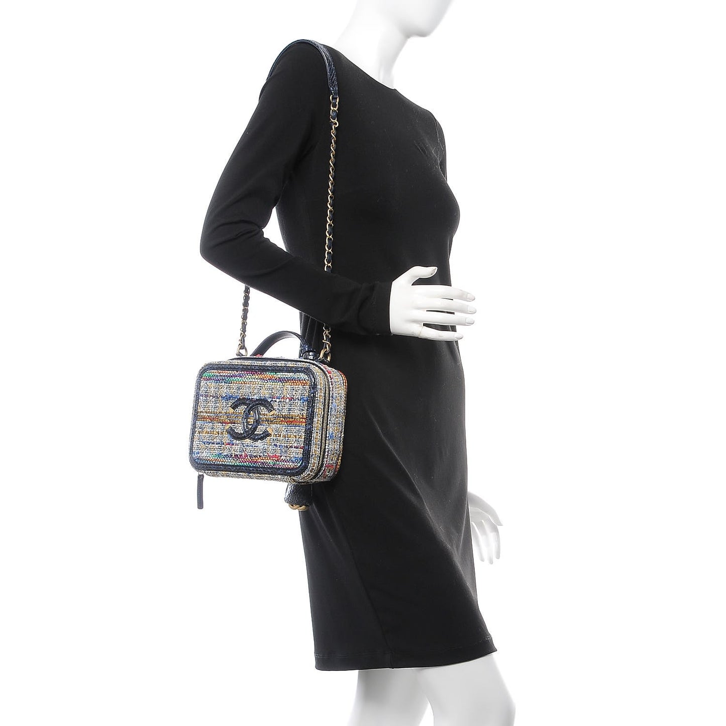 Tweed Snakeskin Quilted Medium CC Filigree Vanity Case Multicolor