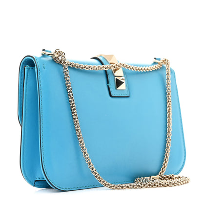 Valentino Garavani Vitello Medium Glam Lock Rockstud Flap Blue Fluo 3 of 17