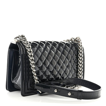 Chanel Patent Calfskin Quilted Medium Plexiglass Boy Flap Navy 3 of 11