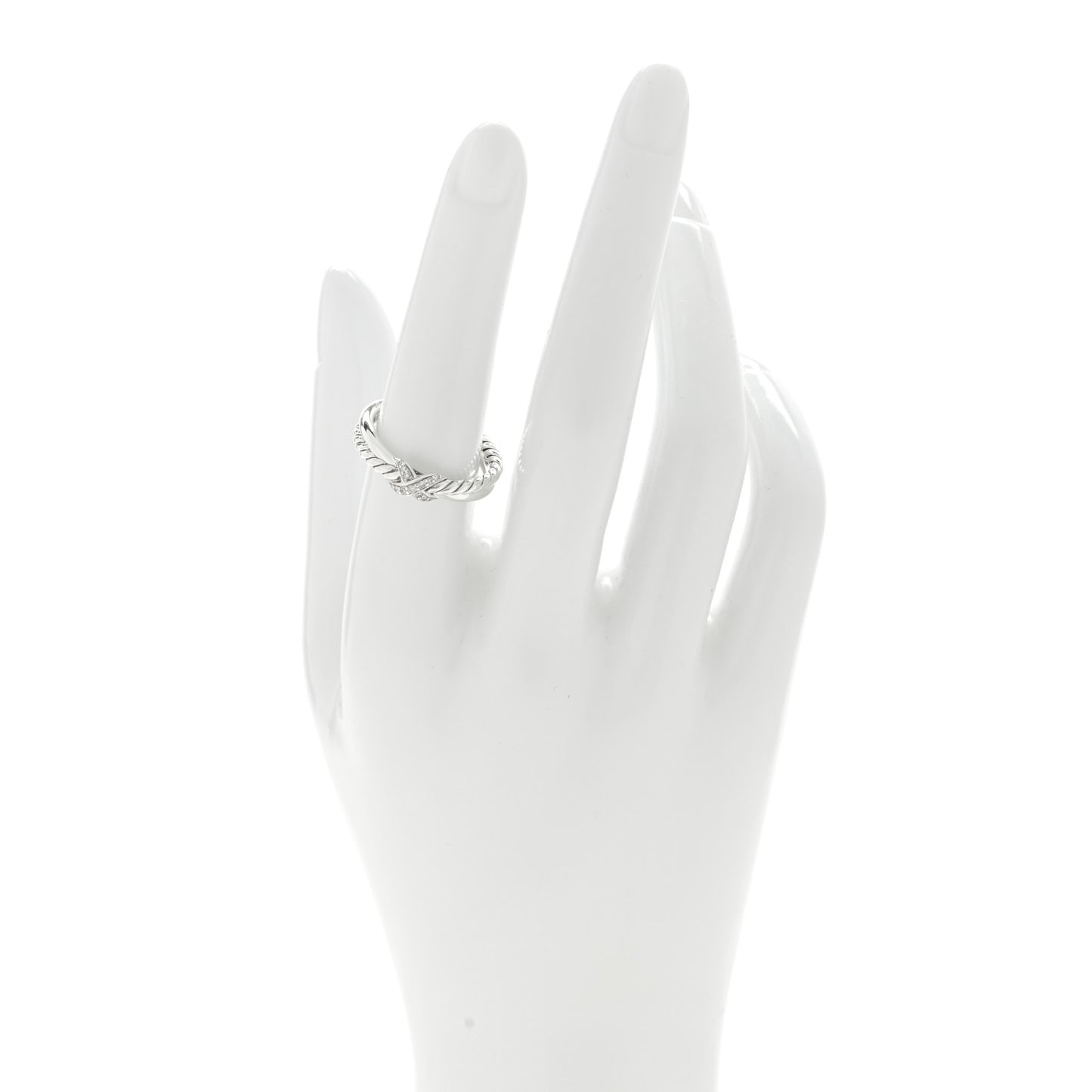 Sterling Silver Diamond Petite X Crossover Ring 54 6.75
