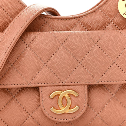 Chanel Caviar Quilted Small Wavy CC Hobo Coral 8 of 10