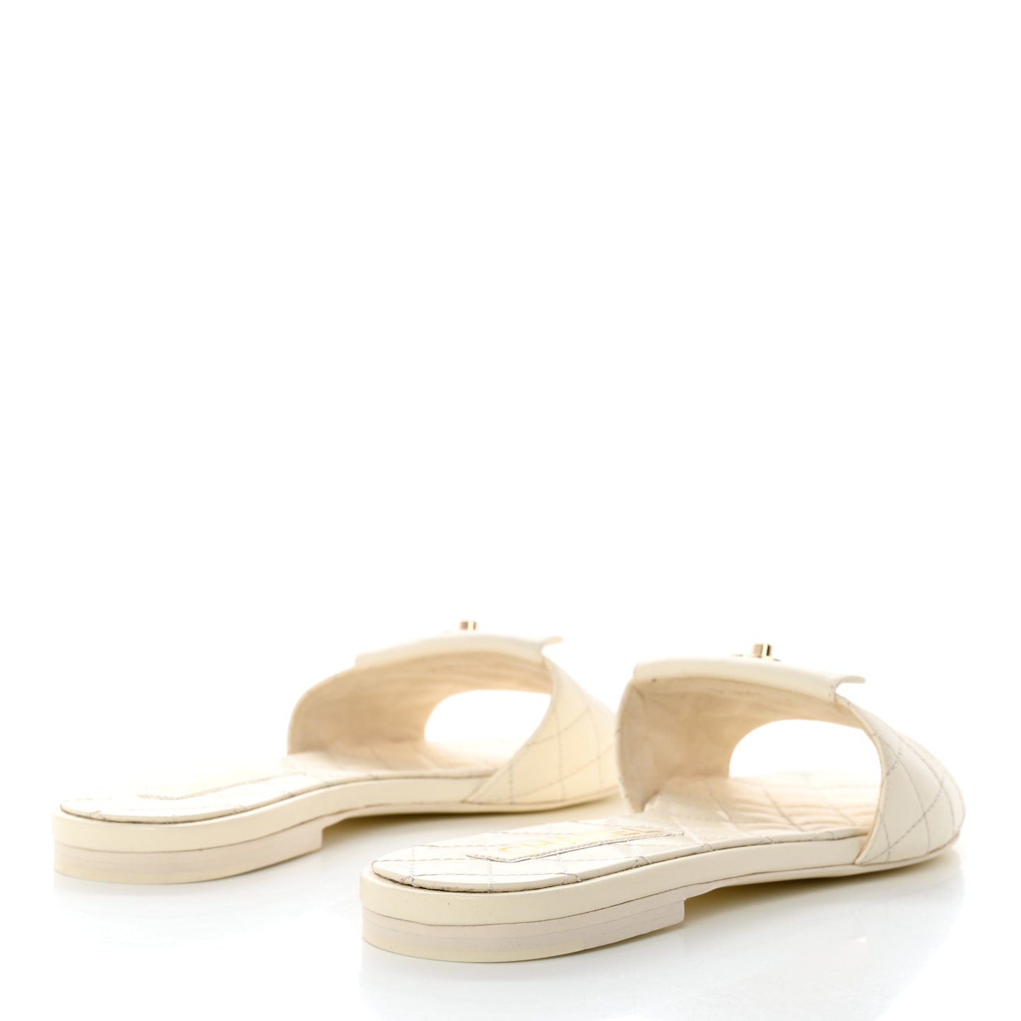 Lambskin Quilted CC Turnlock Sandals 40 Ivory
