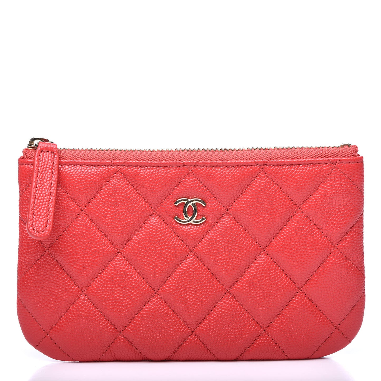 Caviar Quilted Small Cosmetic Case Dark Pink