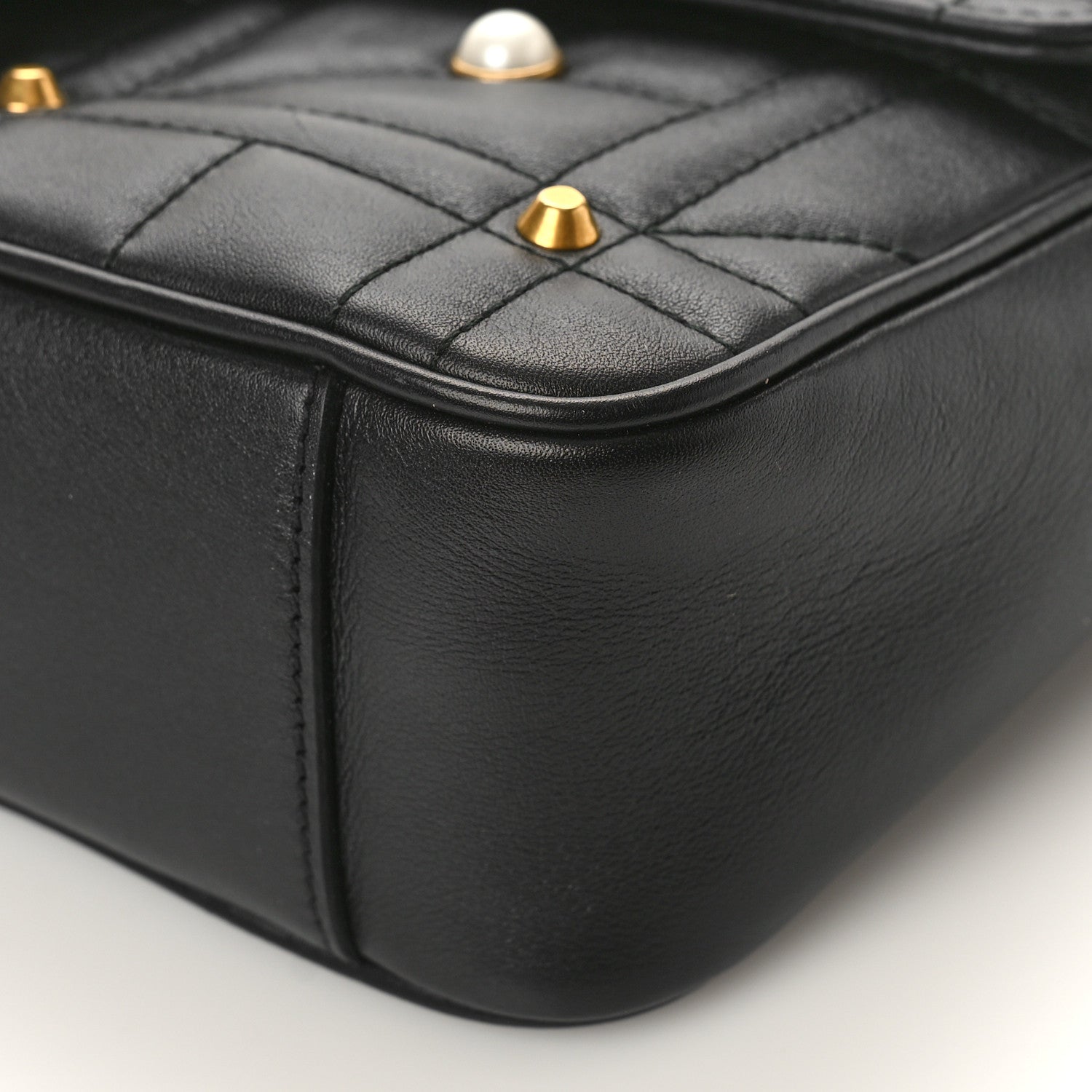 Gucci Calfskin Matelasse Studded Small Pearly GG Marmont Shoulder Bag Black 9 of 10