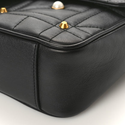 Gucci Calfskin Matelasse Studded Small Pearly GG Marmont Shoulder Bag Black 9 of 10