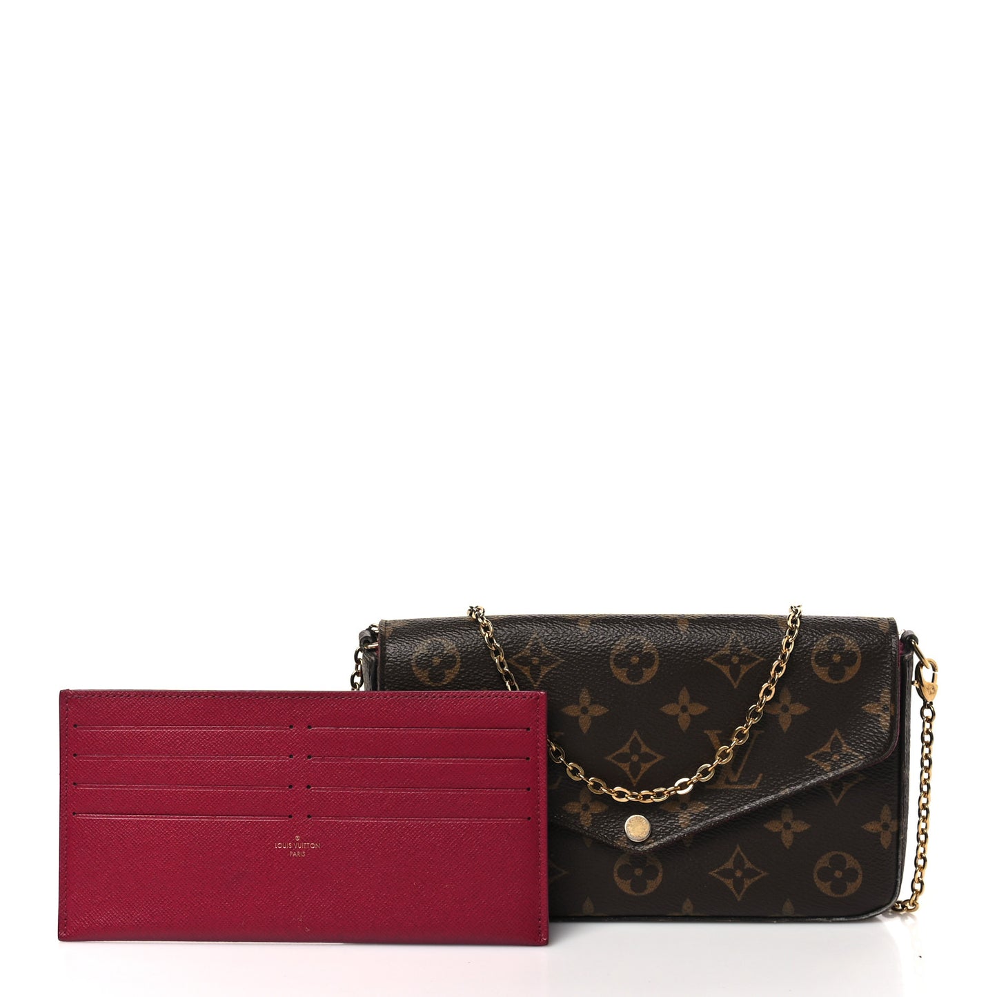 Monogram Pochette Felicie Chain Wallet Fuchsia