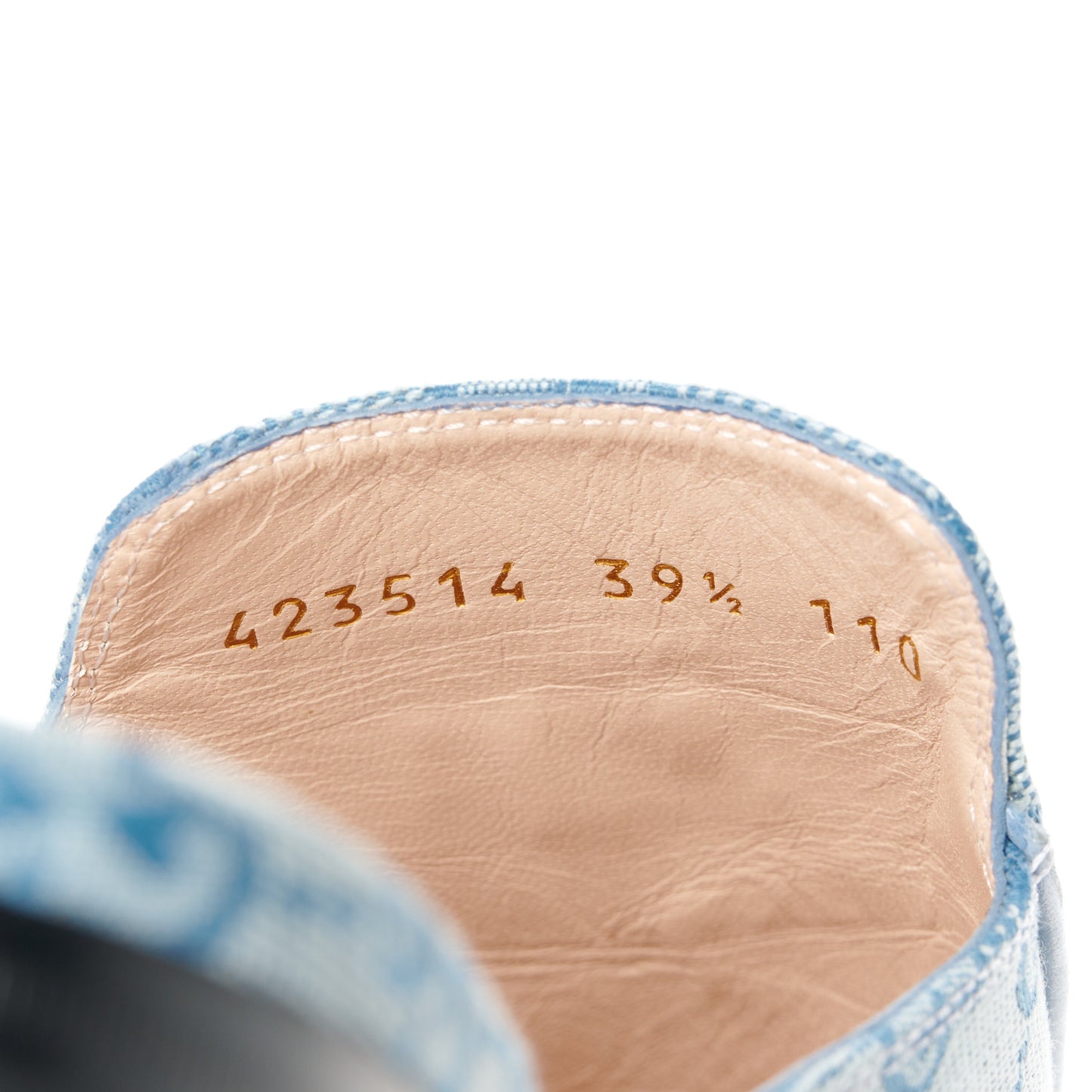Canvas GG Monogram Nappa Womens Princetown Slippers 39.5 Porcelain Light Blue Dark Porcelain Light Blue