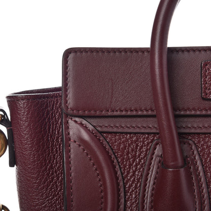Celine Smooth Calfskin Goatskin Nano Luggage Burgundy 9 of 9
