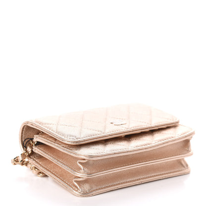 Chanel Metallic Lambskin Quilted Mini Wallet On Chain WOC Gold 4 of 9