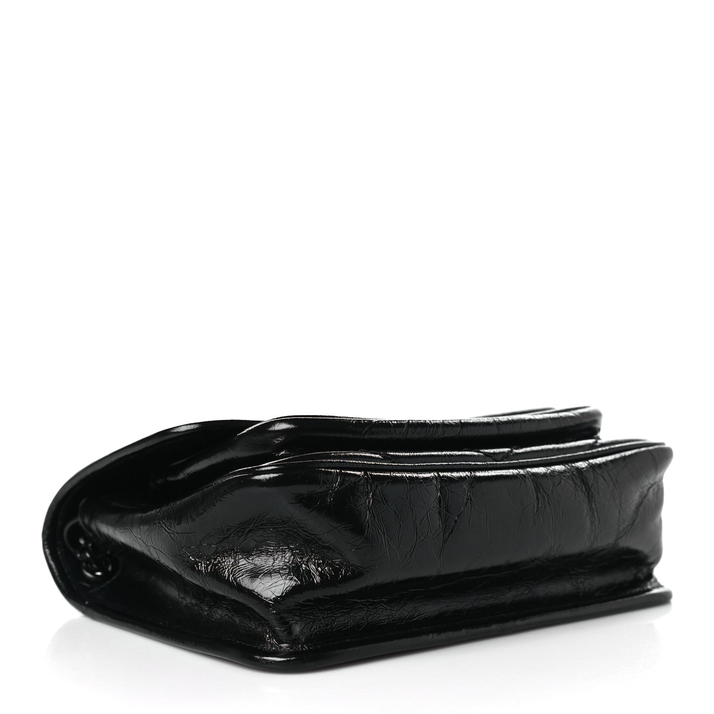 Crinkled Lambskin Matelasse Monogram Baby Niki Chain Satchel Black