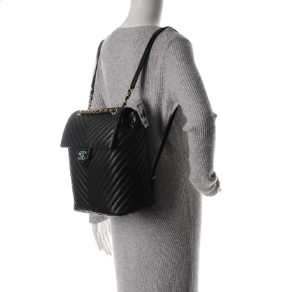 Chanel Calfskin Chevron Quilted Large Urban Spirit Backpack Black 2 of 7